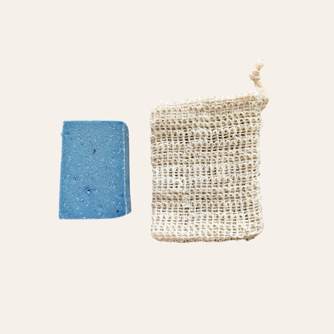 Blueberry Cold Process Soap and Sisal Soap Bag Set