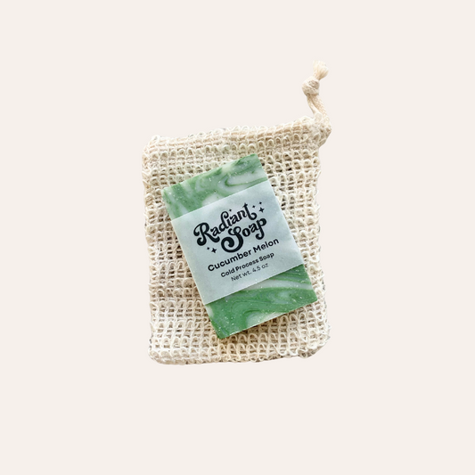 Cucumber Melon Soap and Sisal Soap Bag Set - Natural, Nourishing, and Refreshing