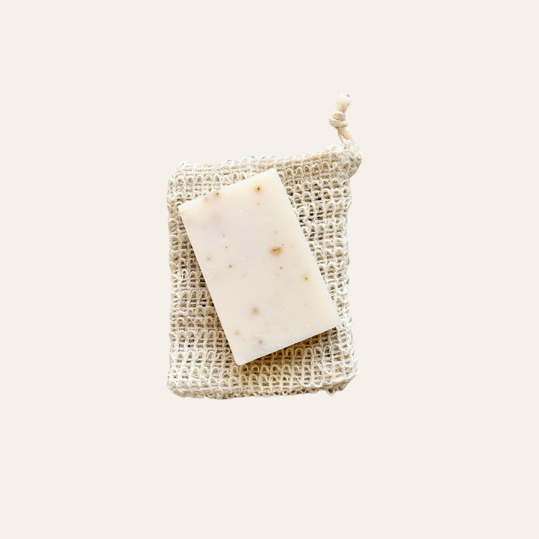 Tea Tree & Peppermint Cold Process Soap and Sisal Soap Bag Set - Refreshing and Invigorating
